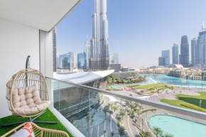 Hermes-Style 2BR, Full Burj Khalifa View - Infinity Pool - Full Fountain View